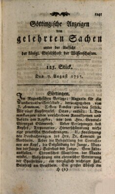 Göttingische Anzeigen von gelehrten Sachen (Göttingische Zeitungen von gelehrten Sachen) Montag 7. August 1797