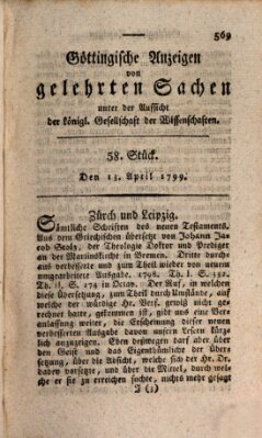 Göttingische Anzeigen von gelehrten Sachen (Göttingische Zeitungen von gelehrten Sachen) Samstag 13. April 1799