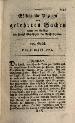 Göttingische Anzeigen von gelehrten Sachen (Göttingische Zeitungen von gelehrten Sachen) Donnerstag 8. August 1799