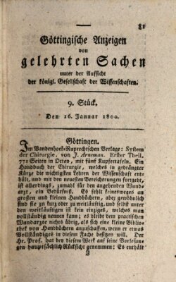 Göttingische Anzeigen von gelehrten Sachen (Göttingische Zeitungen von gelehrten Sachen) Donnerstag 16. Januar 1800