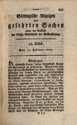 Göttingische Anzeigen von gelehrten Sachen (Göttingische Zeitungen von gelehrten Sachen) Donnerstag 13. Februar 1800