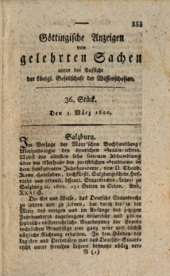Göttingische Anzeigen von gelehrten Sachen (Göttingische Zeitungen von gelehrten Sachen) Montag 3. März 1800