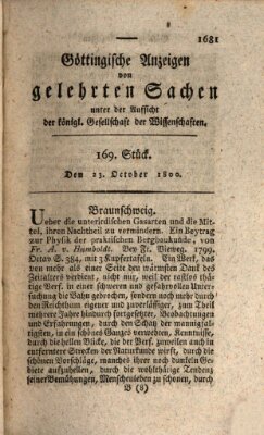 Göttingische Anzeigen von gelehrten Sachen (Göttingische Zeitungen von gelehrten Sachen) Donnerstag 23. Oktober 1800