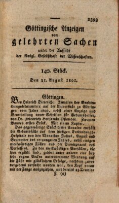 Göttingische Anzeigen von gelehrten Sachen (Göttingische Zeitungen von gelehrten Sachen) Montag 31. August 1801