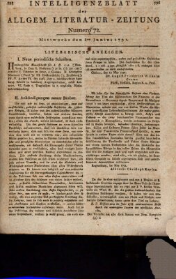 Allgemeine Literatur-Zeitung (Literarisches Zentralblatt für Deutschland) Mittwoch 8. Juni 1791
