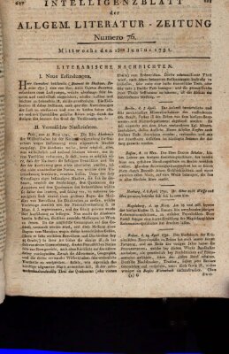 Allgemeine Literatur-Zeitung (Literarisches Zentralblatt für Deutschland) Mittwoch 15. Juni 1791