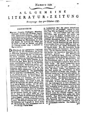 Allgemeine Literatur-Zeitung (Literarisches Zentralblatt für Deutschland) Freitag 5. Oktober 1787