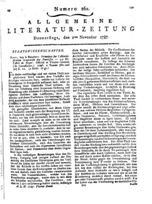 Allgemeine Literatur-Zeitung (Literarisches Zentralblatt für Deutschland) Donnerstag 1. November 1787