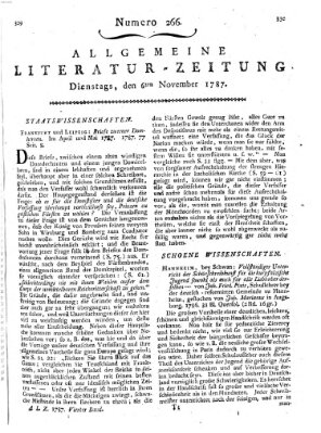 Allgemeine Literatur-Zeitung (Literarisches Zentralblatt für Deutschland) Dienstag 6. November 1787