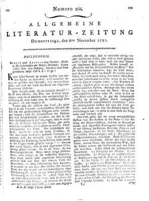 Allgemeine Literatur-Zeitung (Literarisches Zentralblatt für Deutschland) Donnerstag 8. November 1787