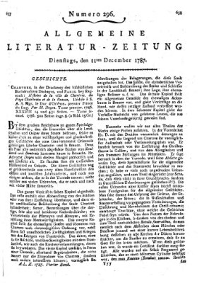 Allgemeine Literatur-Zeitung (Literarisches Zentralblatt für Deutschland) Dienstag 11. Dezember 1787