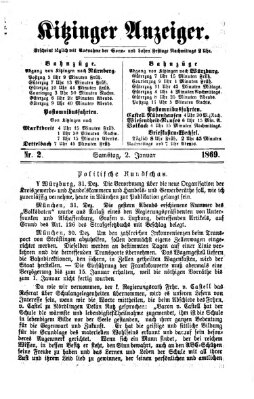 Kitzinger Anzeiger Samstag 2. Januar 1869