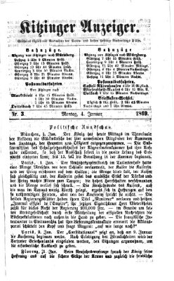 Kitzinger Anzeiger Montag 4. Januar 1869