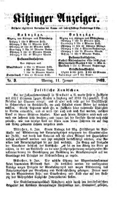 Kitzinger Anzeiger Montag 11. Januar 1869