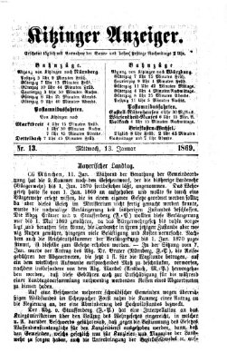Kitzinger Anzeiger Mittwoch 13. Januar 1869