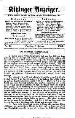 Kitzinger Anzeiger Samstag 6. Februar 1869