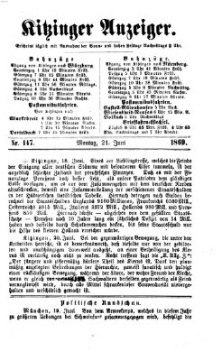 Kitzinger Anzeiger Montag 21. Juni 1869