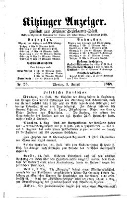 Kitzinger Anzeiger Montag 3. August 1868