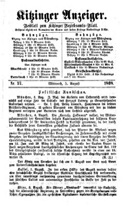 Kitzinger Anzeiger Mittwoch 5. August 1868