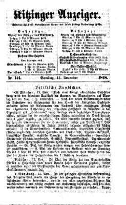 Kitzinger Anzeiger Samstag 14. November 1868