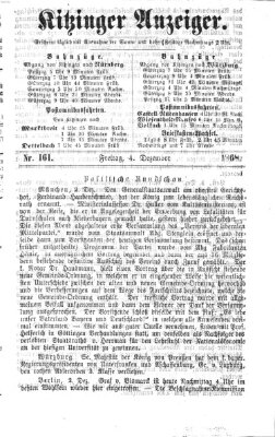 Kitzinger Anzeiger Freitag 4. Dezember 1868