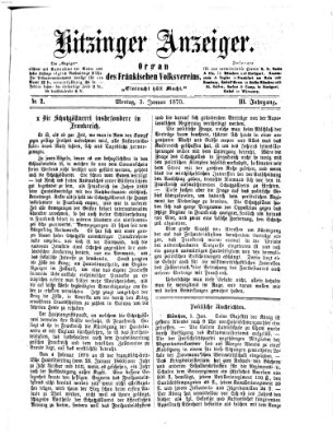 Kitzinger Anzeiger Montag 3. Januar 1870