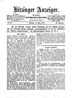 Kitzinger Anzeiger Samstag 19. März 1870
