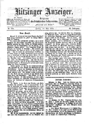Kitzinger Anzeiger Freitag 20. Mai 1870