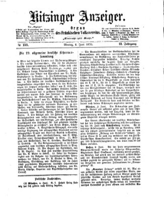 Kitzinger Anzeiger Montag 6. Juni 1870