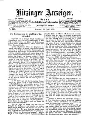 Kitzinger Anzeiger Samstag 25. Juni 1870