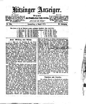 Kitzinger Anzeiger Donnerstag 4. August 1870