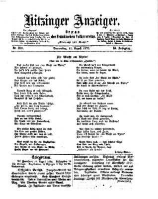 Kitzinger Anzeiger Donnerstag 11. August 1870
