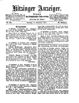 Kitzinger Anzeiger Samstag 17. September 1870