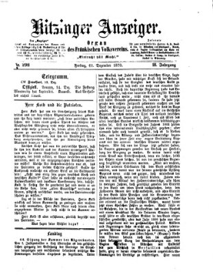 Kitzinger Anzeiger Freitag 16. Dezember 1870