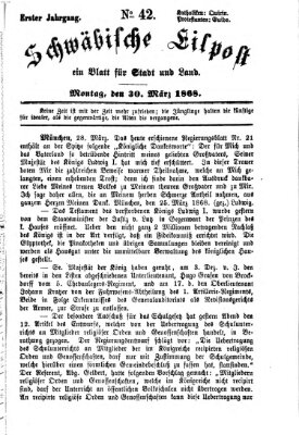 Schwäbische Eilpost Montag 30. März 1868