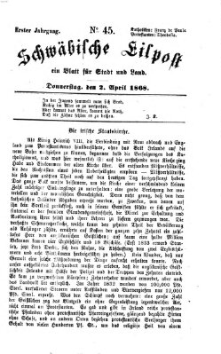 Schwäbische Eilpost Donnerstag 2. April 1868