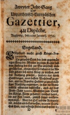 Der europäische Gazettier (Der europäische Postilion) Sonntag 22. Januar 1736