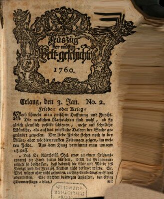 Auszug der neuesten Weltgeschichte (Erlanger Real-Zeitung) Donnerstag 3. Januar 1760