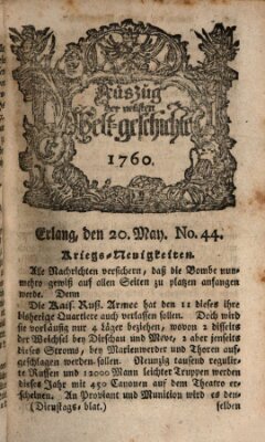 Auszug der neuesten Weltgeschichte (Erlanger Real-Zeitung) Dienstag 20. Mai 1760