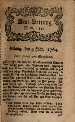 Real-Zeitung aufs Jahr ... das ist Auszug der neuesten Weltgeschichte (Erlanger Real-Zeitung) Samstag 4. Februar 1764