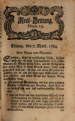 Real-Zeitung aufs Jahr ... das ist Auszug der neuesten Weltgeschichte (Erlanger Real-Zeitung) Mittwoch 7. März 1764