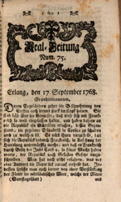 Real-Zeitung aufs Jahr ... das ist Auszug der neuesten Weltgeschichte (Erlanger Real-Zeitung) Samstag 17. September 1768
