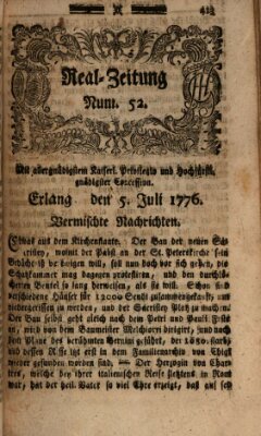 Real-Zeitung (Erlanger Real-Zeitung) Freitag 5. Juli 1776