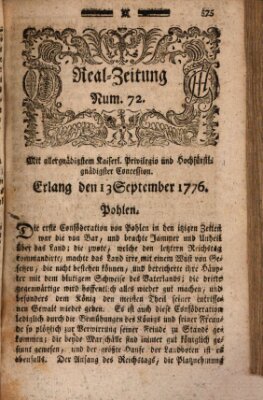 Real-Zeitung (Erlanger Real-Zeitung) Freitag 13. September 1776