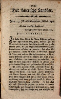 Der baierische Landbot Mittwoch 29. Juni 1791