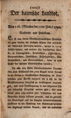 Der baierische Landbot Freitag 22. Juli 1791