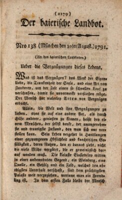Der baierische Landbot Dienstag 30. August 1791