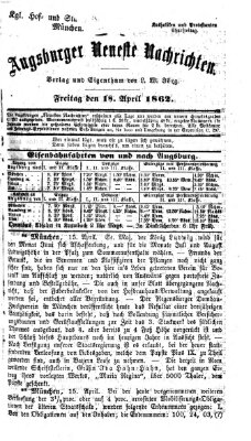 Augsburger neueste Nachrichten Freitag 18. April 1862