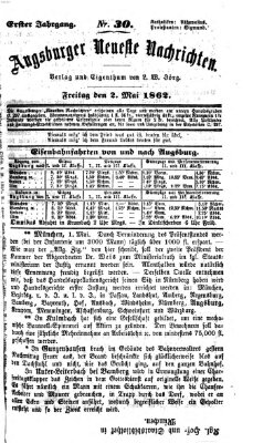 Augsburger neueste Nachrichten Freitag 2. Mai 1862
