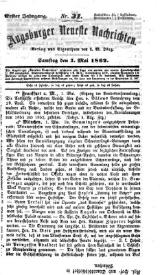 Augsburger neueste Nachrichten Samstag 3. Mai 1862